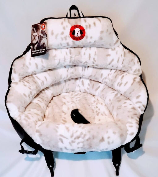 PupSaver Crash-Tested Car Safety Seat for Dogs MINKY SNOW LEOPARD PRINT Original PupSaver